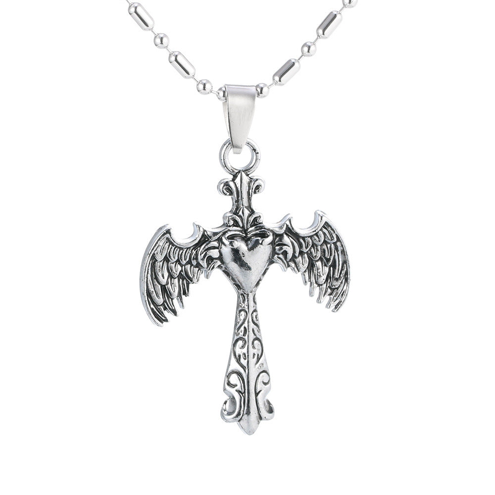 Angel Wings Love Cross Necklace