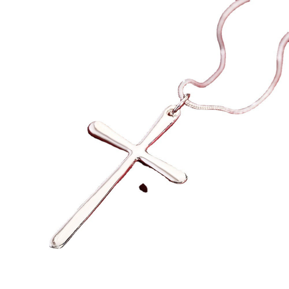 Women's Platinum Cross Alloy Necklace
