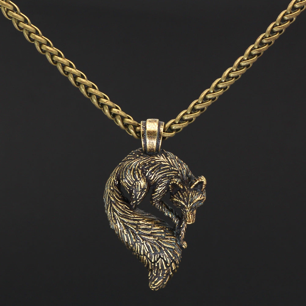 Personalized Animal Men's Fox Pendant Necklace