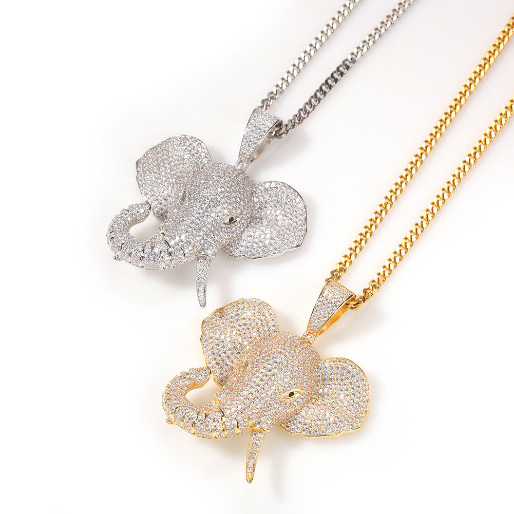 Zircon Three-dimensional Animal Elephant Pendant Necklace