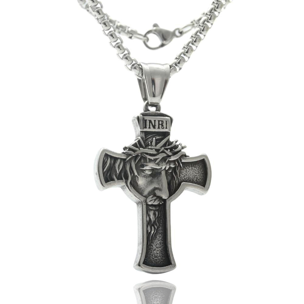 Titanium Steel Cross Necklace Retro Men's Cross Stainless Steel Pendant