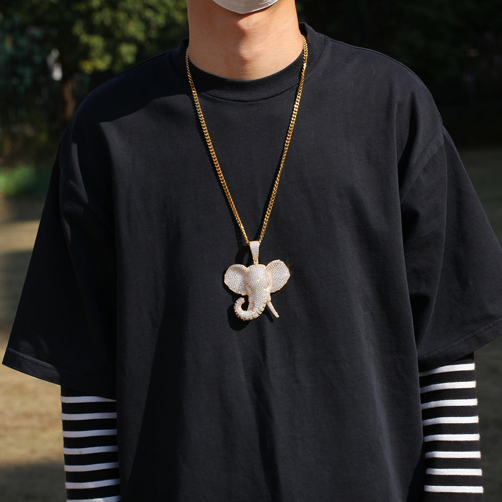 Zircon Three-dimensional Animal Elephant Pendant Necklace