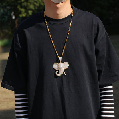 Zircon Three-dimensional Animal Elephant Pendant Necklace