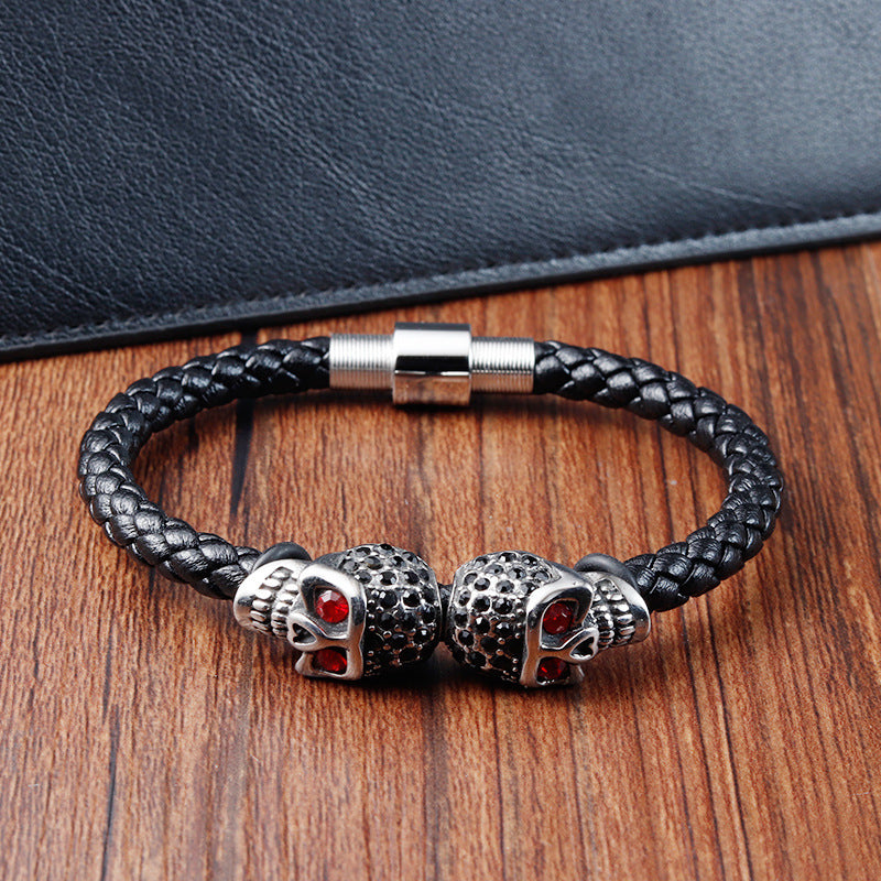 Punk Rock Braided Leather Cord Bracelet