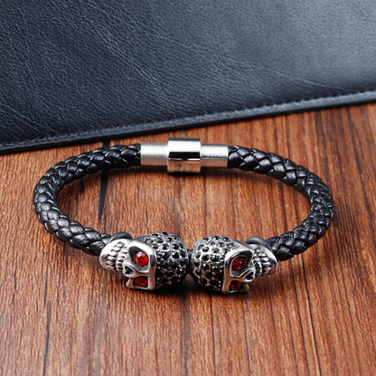 Punk Rock Braided Leather Cord Bracelet