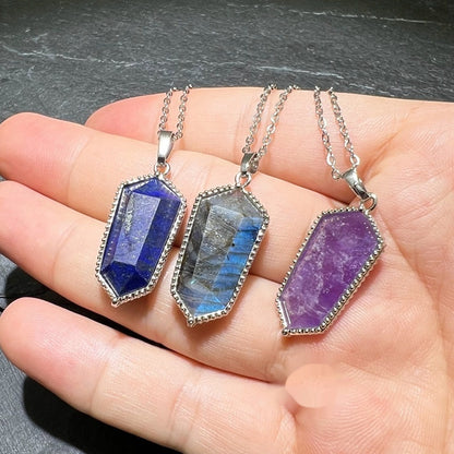 Natural Amethyst Crystal Agate Pendant Rough Stone Gemstone Necklace