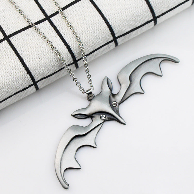 Halloween Animal Bat Wing Diamond Necklace