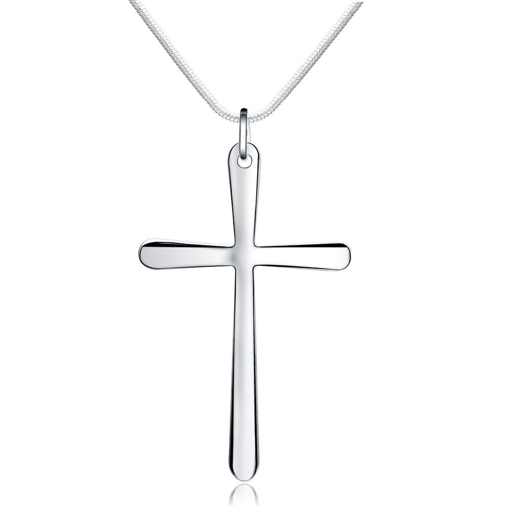 Women's Platinum Cross Alloy Necklace