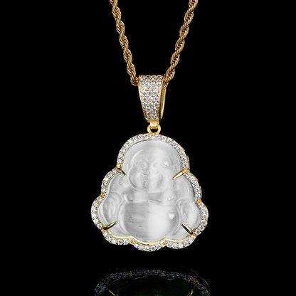 Hip Hop Necklace Opal Maitreya Buddha Pendant Necklace