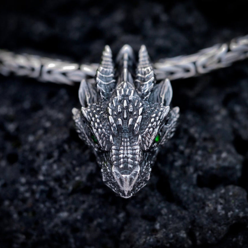 Custom Pure Tin Silver Dragon Retro Style Hip Hop Men''S Necklace Pendant