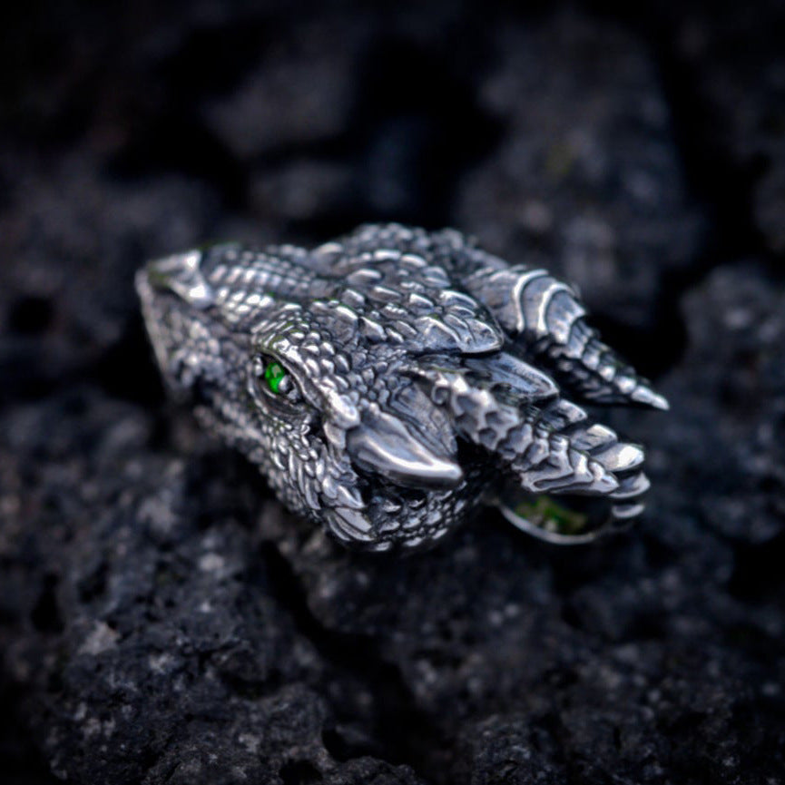 Custom Pure Tin Silver Dragon Retro Style Hip Hop Men''S Necklace Pendant