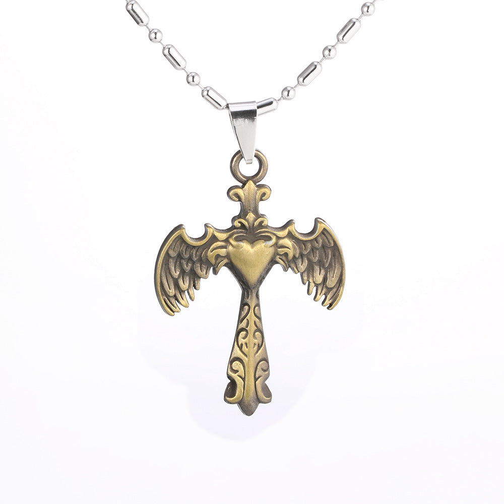 Angel Wings Love Cross Necklace