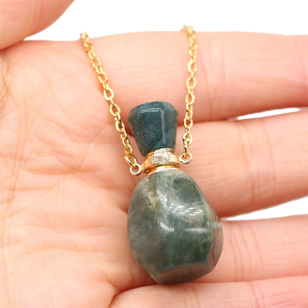 Exquisite Natural Stone Necklace Perfume Bottle Pendant