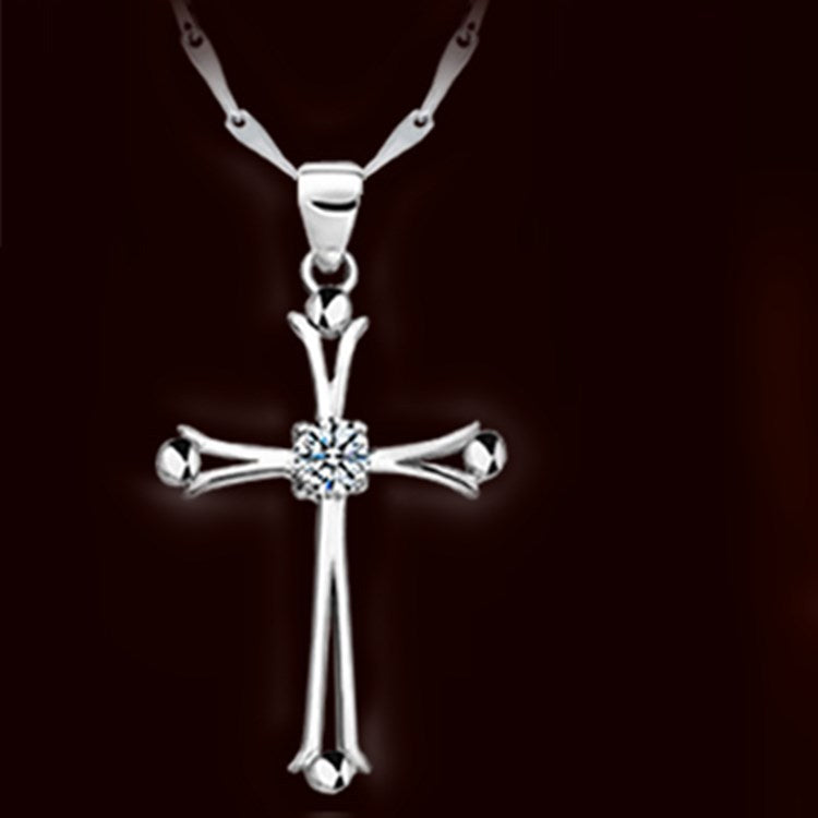 Cross Silver Pendant Necklace Clavicle Chain