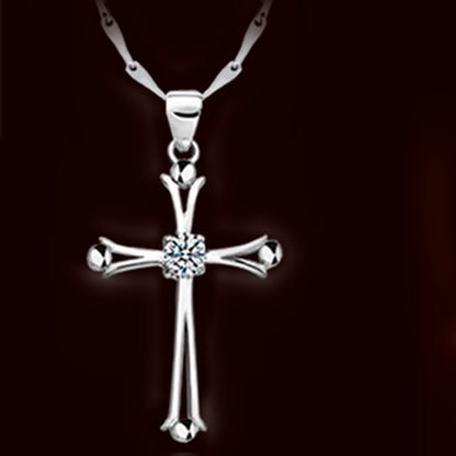 Cross Silver Pendant Necklace Clavicle Chain