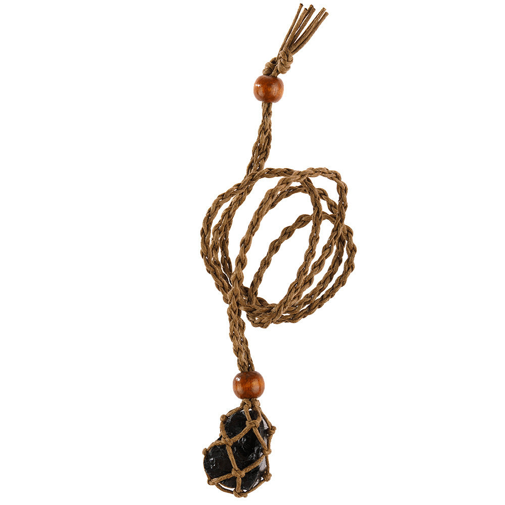 Labradorite Natural Stone Pendant Wrap Braid Necklace Macrame