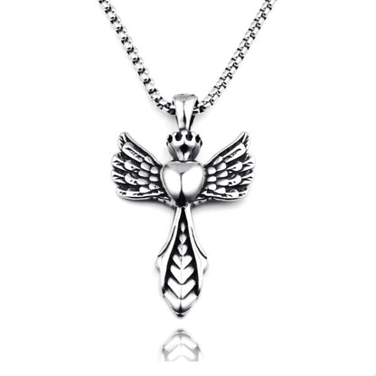 Vintage Wings Cross Titanium Alloy Necklace
