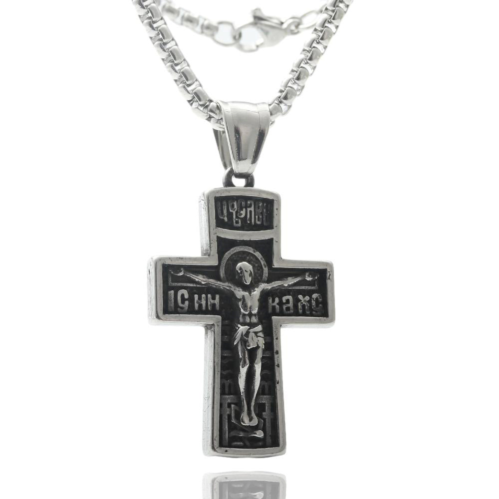 Titanium Steel Cross Necklace Retro Men's Cross Stainless Steel Pendant