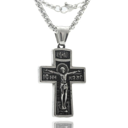Titanium Steel Cross Necklace Retro Men's Cross Stainless Steel Pendant
