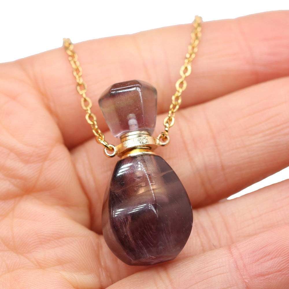 Exquisite Natural Stone Necklace Perfume Bottle Pendant