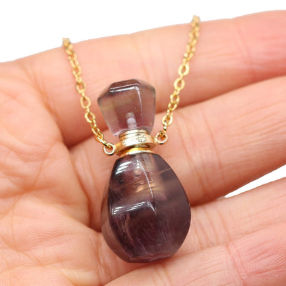 Exquisite Natural Stone Necklace Perfume Bottle Pendant