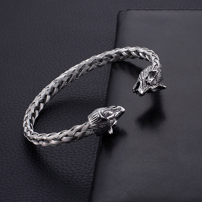 Stainless Steel Skull Braided Bracelet