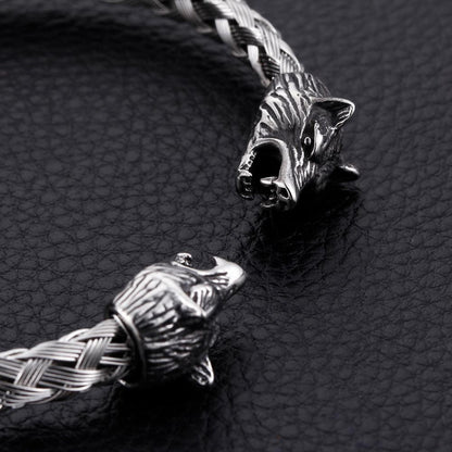 Stainless Steel Skull Braided Bracelet