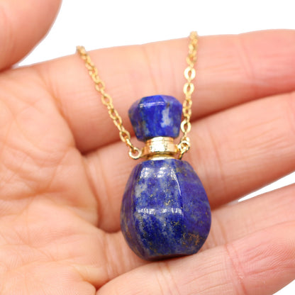 Exquisite Natural Stone Necklace Perfume Bottle Pendant