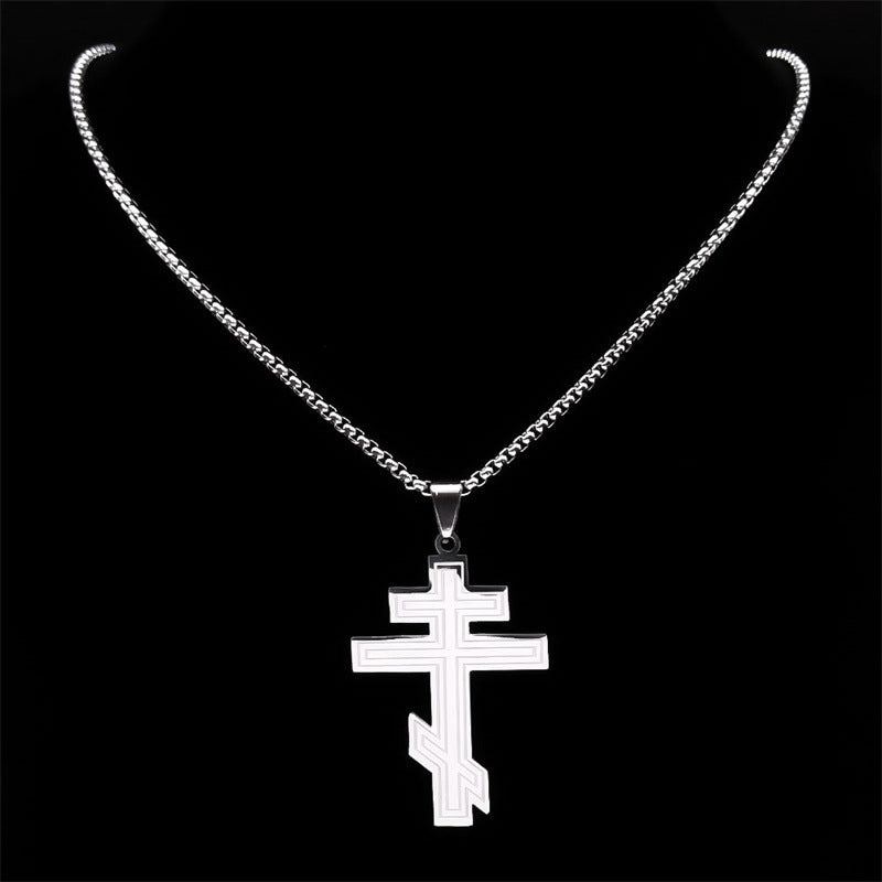 Russian Dongzheng Cross Necklace Ordinary Irregular