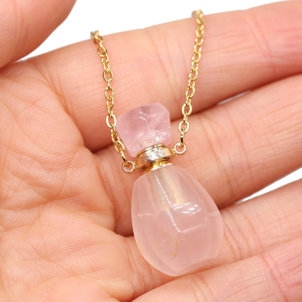 Exquisite Natural Stone Necklace Perfume Bottle Pendant