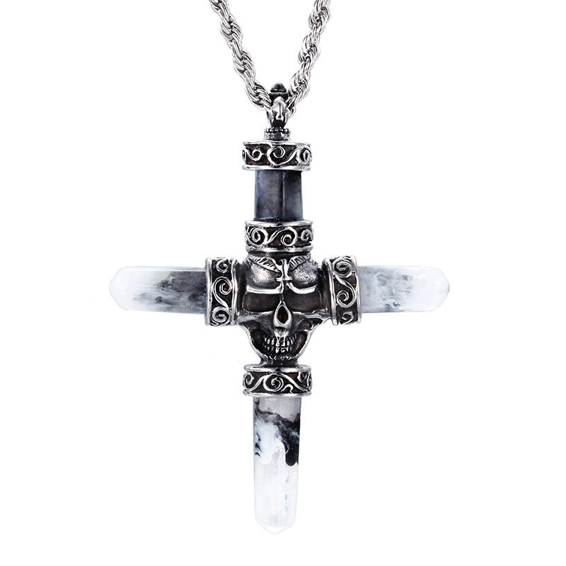 Vintage Fashion Men's Skull Cross Necklace