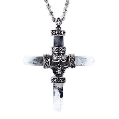 Vintage Fashion Men's Skull Cross Necklace