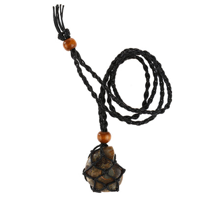 Labradorite Natural Stone Pendant Wrap Braid Necklace Macrame