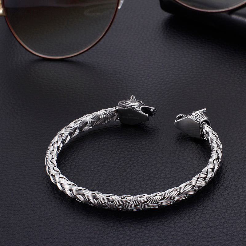 Stainless Steel Skull Braided Bracelet