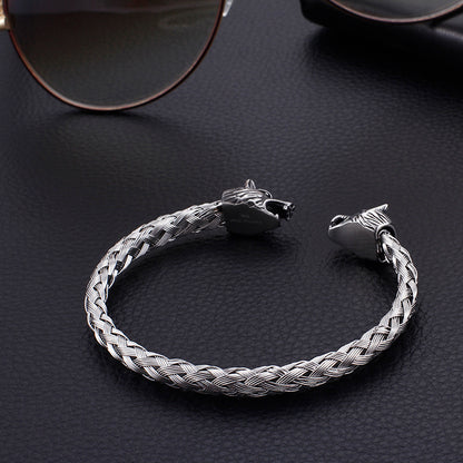 Stainless Steel Skull Braided Bracelet