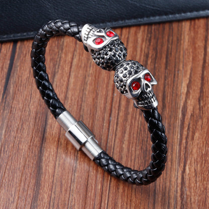 Punk Rock Braided Leather Cord Bracelet