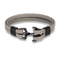 Braided Anchor Stainless Steel Leather Bracelet