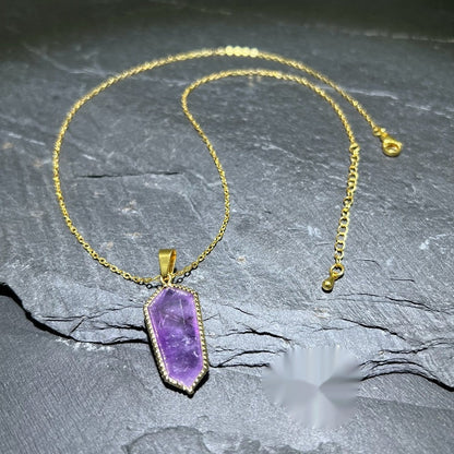 Natural Amethyst Crystal Agate Pendant Rough Stone Gemstone Necklace