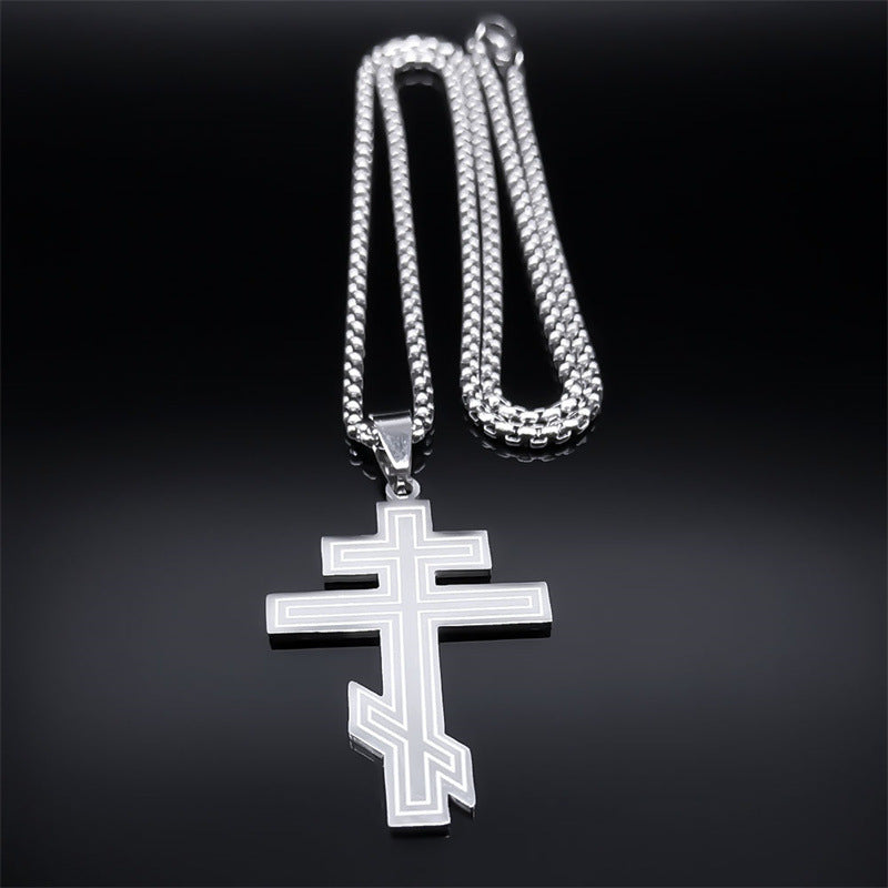 Russian Dongzheng Cross Necklace Ordinary Irregular