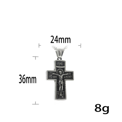 Titanium Steel Cross Necklace Retro Men's Cross Stainless Steel Pendant