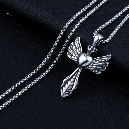 Vintage Wings Cross Titanium Alloy Necklace