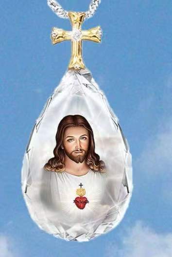 Crystal Cross Necklace Two Tone Pendant