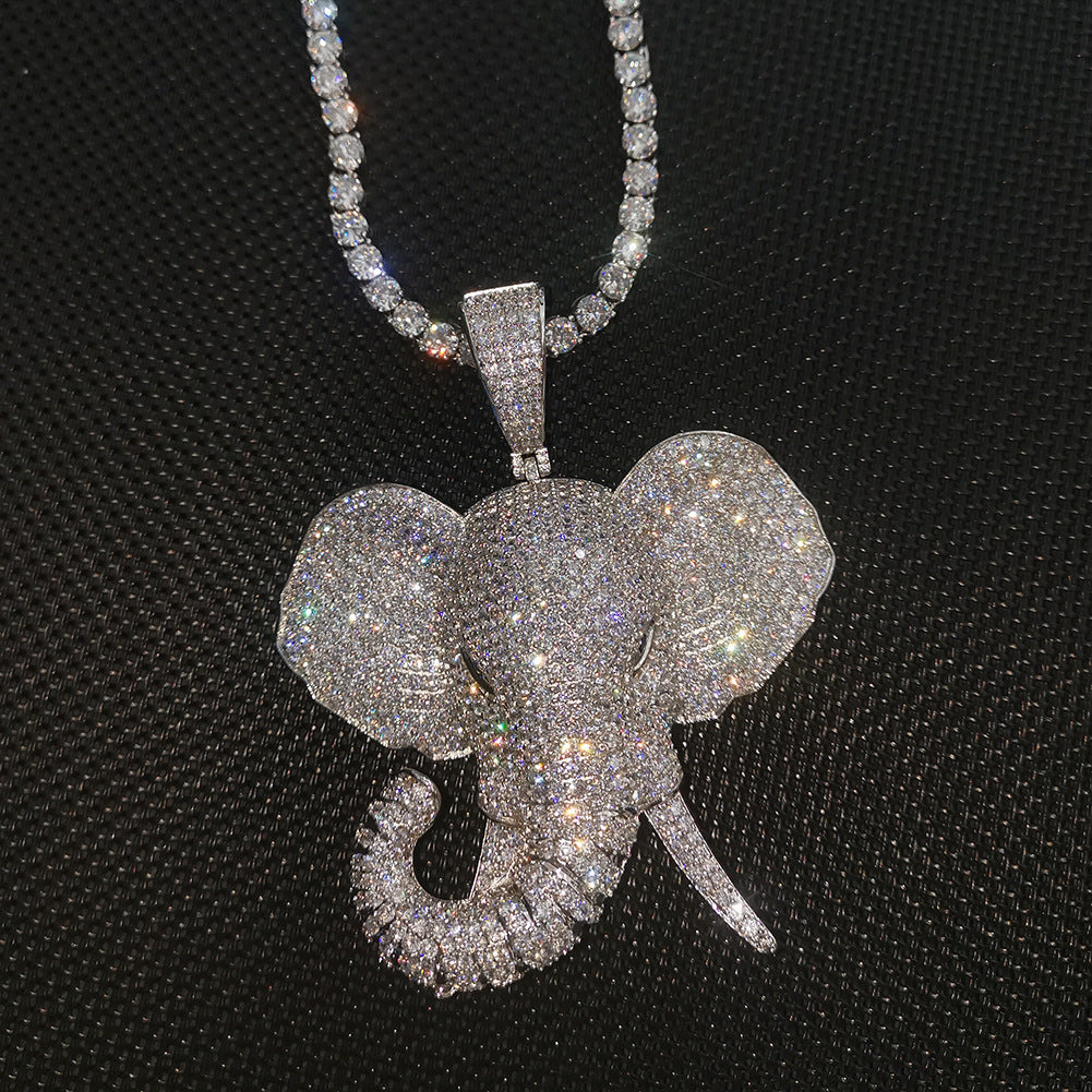 Zircon Three-dimensional Animal Elephant Pendant Necklace
