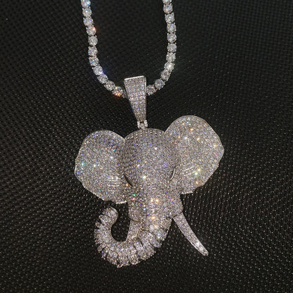 Zircon Three-dimensional Animal Elephant Pendant Necklace