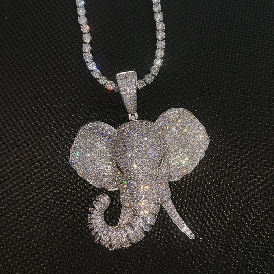 Zircon Three-dimensional Animal Elephant Pendant Necklace