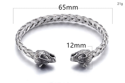 Stainless Steel Skull Braided Bracelet