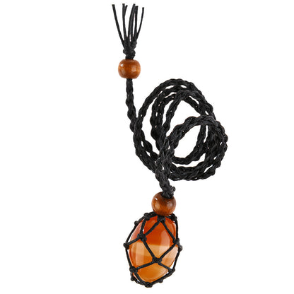 Labradorite Natural Stone Pendant Wrap Braid Necklace Macrame