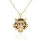 Hip Hop Tiger Leopard Lion Pendant Copper 18K Gold Zircon Animal Necklace