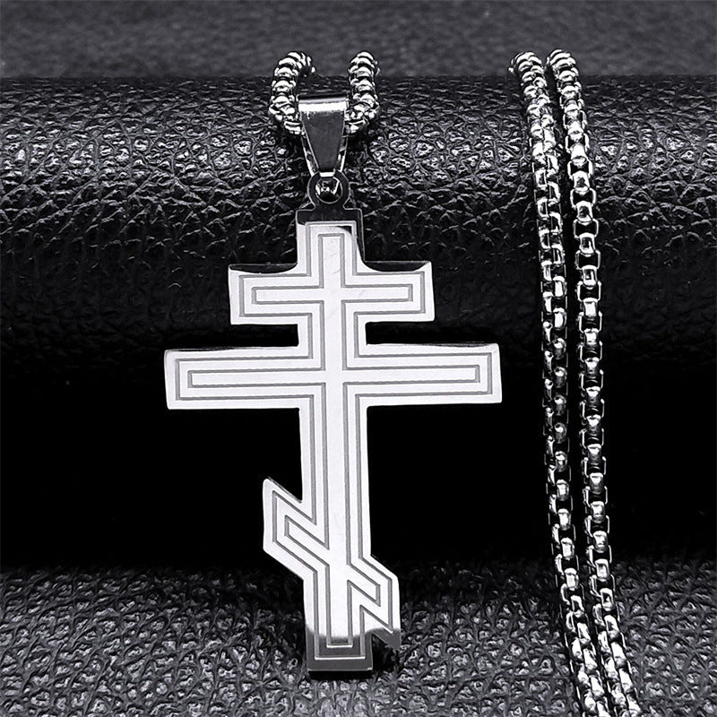 Russian Dongzheng Cross Necklace Ordinary Irregular
