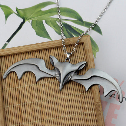 Halloween Animal Bat Wing Diamond Necklace